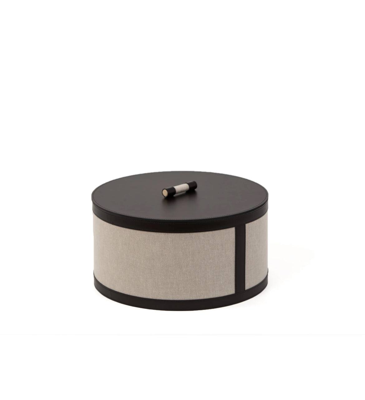 Pinetti Pisa Tower – elegant opbevaringstårn i cognacfarvet læder og beige stof, håndlavet italiensk design til bolig og kontor