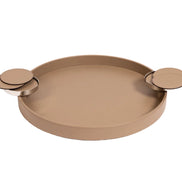 Pinetti Dioniso Rund Bakke – håndlavet i italiensk ægte læder med metal coaster-holdere (Ø 35/Ø 45 cm)