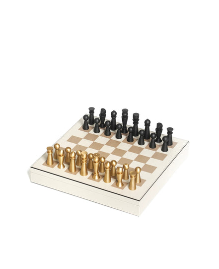 Pinetti Chess & Checkers Game Board – luksus 41 × 41 cm skak- og damespil i valnød & ægte læder