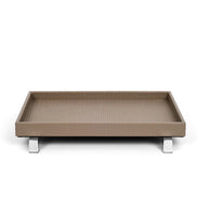 Pinetti Rialto Bakke – rektangulær serveringsbakke i italiensk ægte læder med messing-kantskinner, 50 × 35 cm