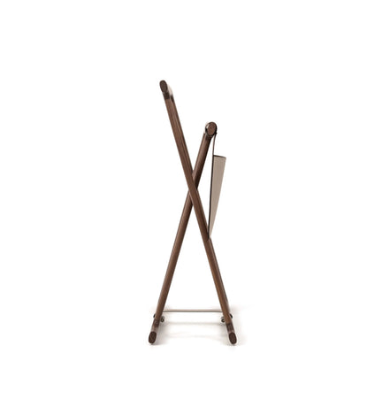 Pinetti Chelsea Tæppe-/Opbevaringsstativ – Valnødstræ og aftagelig læderlomme, 75×26×H81 cm