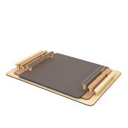 Pinetti Venaria – elegant serveringsbakke - italiensk læder med metalhåndtag (flere størrelser)