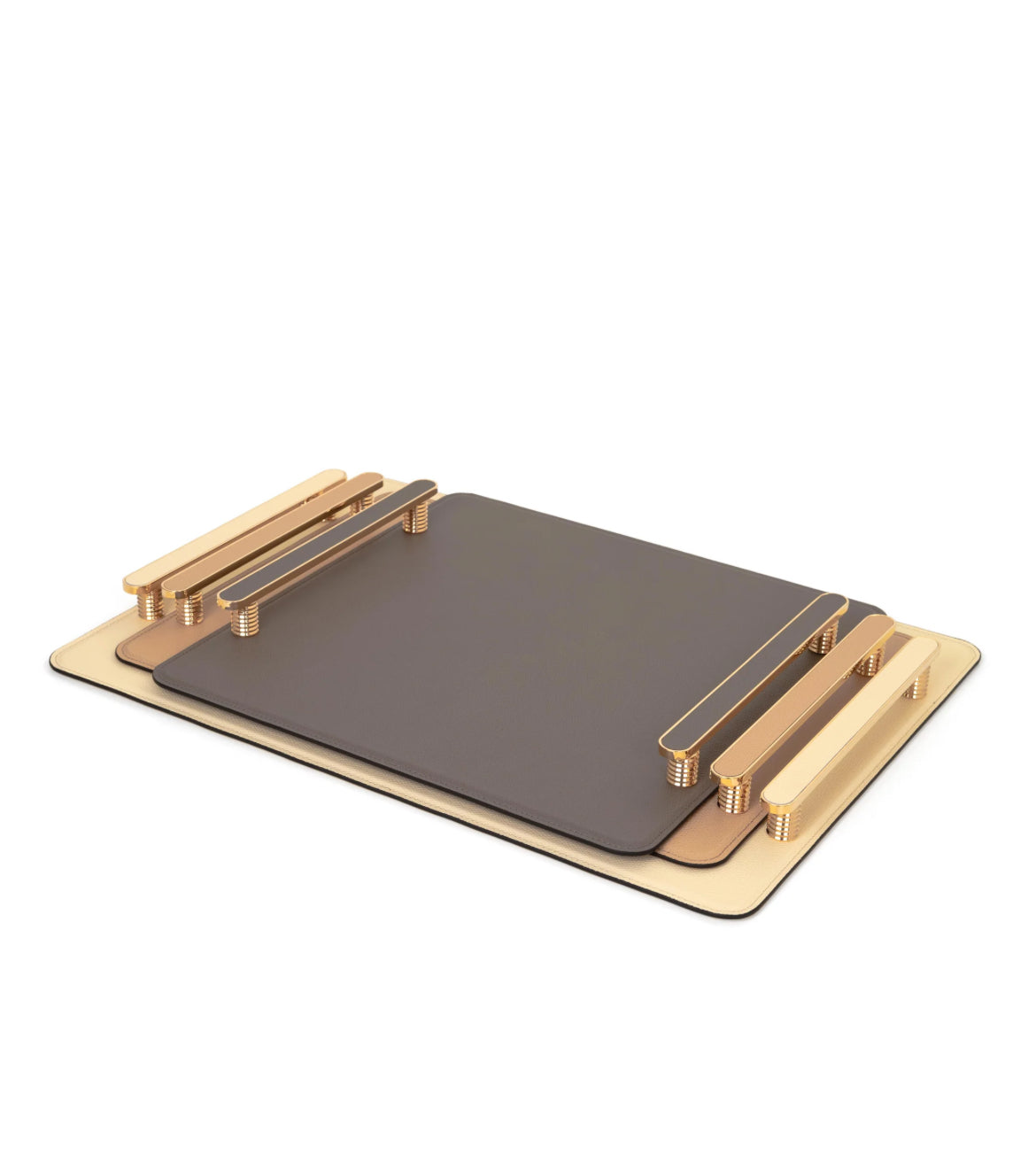 Pinetti Venaria – elegant serveringsbakke - italiensk læder med metalhåndtag (flere størrelser)