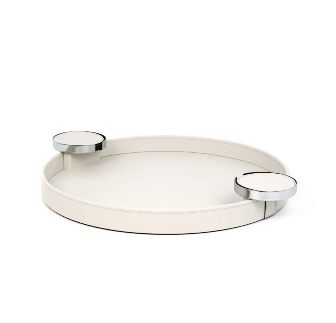 Pinetti Dioniso Rund Bakke – håndlavet i italiensk ægte læder med metal coaster-holdere (Ø 35/Ø 45 cm)