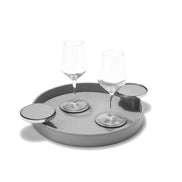 Pinetti Dioniso Rund Bakke – håndlavet i italiensk ægte læder med metal coaster-holdere (Ø 35/Ø 45 cm)