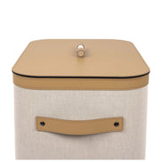 Pinetti Penelope Rektangulær Kurv – 30×45×H50 cm, vandtæt læder & ecru bomuld, eksklusiv opbevaring til hjemmet