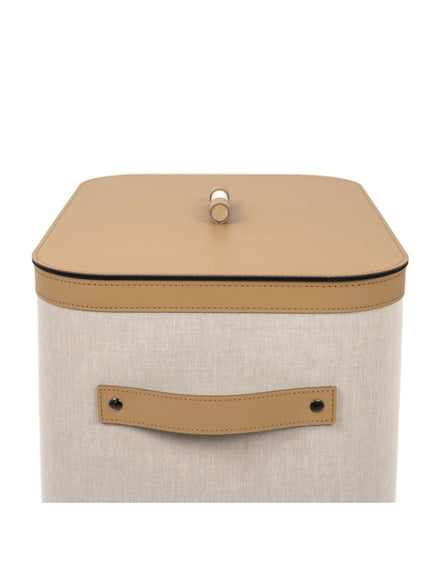 Pinetti Penelope Rektangulær Kurv – 30×45×H50 cm, vandtæt læder & ecru bomuld, eksklusiv opbevaring til hjemmet