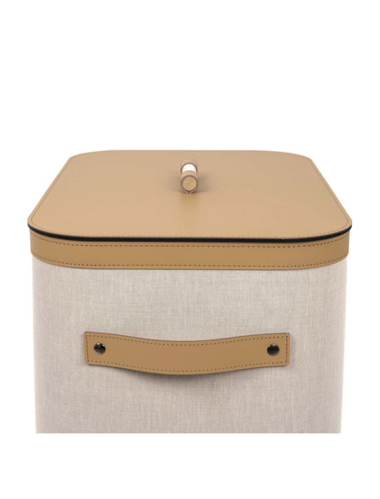 Pinetti Penelope Rektangulær Kurv – 30×45×H50 cm, vandtæt læder & ecru bomuld, eksklusiv opbevaring til hjemmet