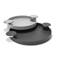 Pinetti Dioniso Rund Bakke – håndlavet i italiensk ægte læder med metal coaster-holdere (Ø 35/Ø 45 cm)