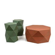 Pinetti Euclide Sofabord Ø 70 × H 32 cm – geometrisk design i genanvendt læder, håndlavet italiensk møbel