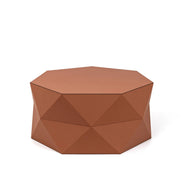 Pinetti Euclide Sofabord Ø 70 × H 32 cm – geometrisk design i genanvendt læder, håndlavet italiensk møbel