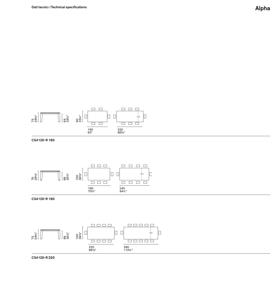 Calligaris ALPHA - udtrækkeligt spisebord i massiv træ og keramiktop, kompromisløst italiensk design
