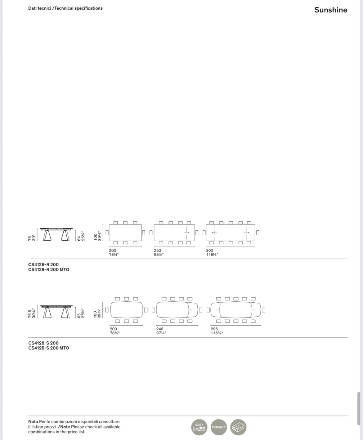 Calligaris SUNSHINE Bord – rektangulært spisebord med metal fod i U- og L-form, udtrækkeligt