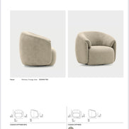 Calligaris Haven Lounge Stol – polstret loungestol med drejefod, bløde afrundede former og omfavnende armlæn.