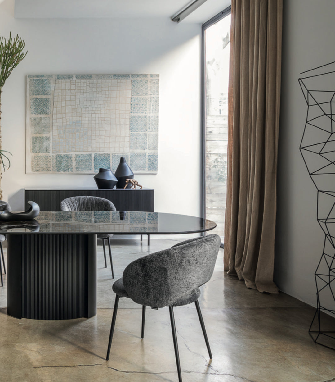 Calligaris YOROI Udtrækkeligt Spisebord – rektangulært bord i keramisk top og massiv base med træindsats