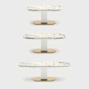 Calligaris CAMEO – oval udtrækkelig spise-/mødebord med central kolonne i metal og top i keramik eller træ