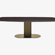 Calligaris CAMEO – oval udtrækkelig spise-/mødebord med central kolonne i metal og top i keramik eller træ