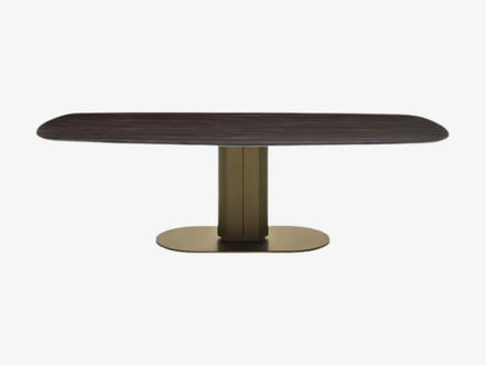 Calligaris CAMEO – oval udtrækkelig spise-/mødebord med central kolonne i metal og top i keramik eller træ