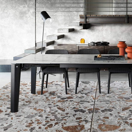 Calligaris DELTA Udtrækkeligt Spisebord – rektangulært designbord med metalben og top i hærdet glas/keramik, model