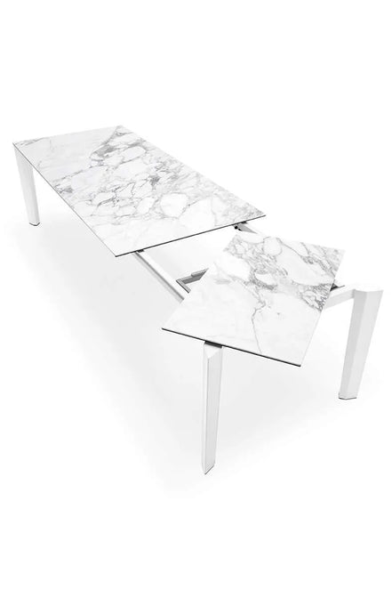 Calligaris DELTA Udtrækkeligt Spisebord – rektangulært designbord med metalben og top i hærdet glas/keramik, model