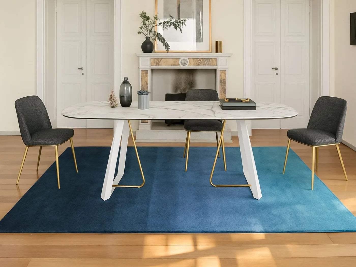 Calligaris SUNSHINE Bord – rektangulært spisebord med metal fod i U- og L-form, udtrækkeligt