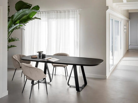 Calligaris SUNSHINE Bord – rektangulært spisebord med metal fod i U- og L-form, udtrækkeligt