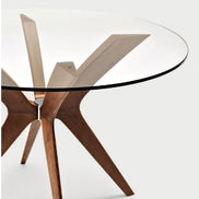 Calligaris TOKYO Spisebord – 160 × 90 cm rektangulært bord + Ø 120 cm rundt bord, massiv bøgetræfod, top i hærdet glas eller keramik