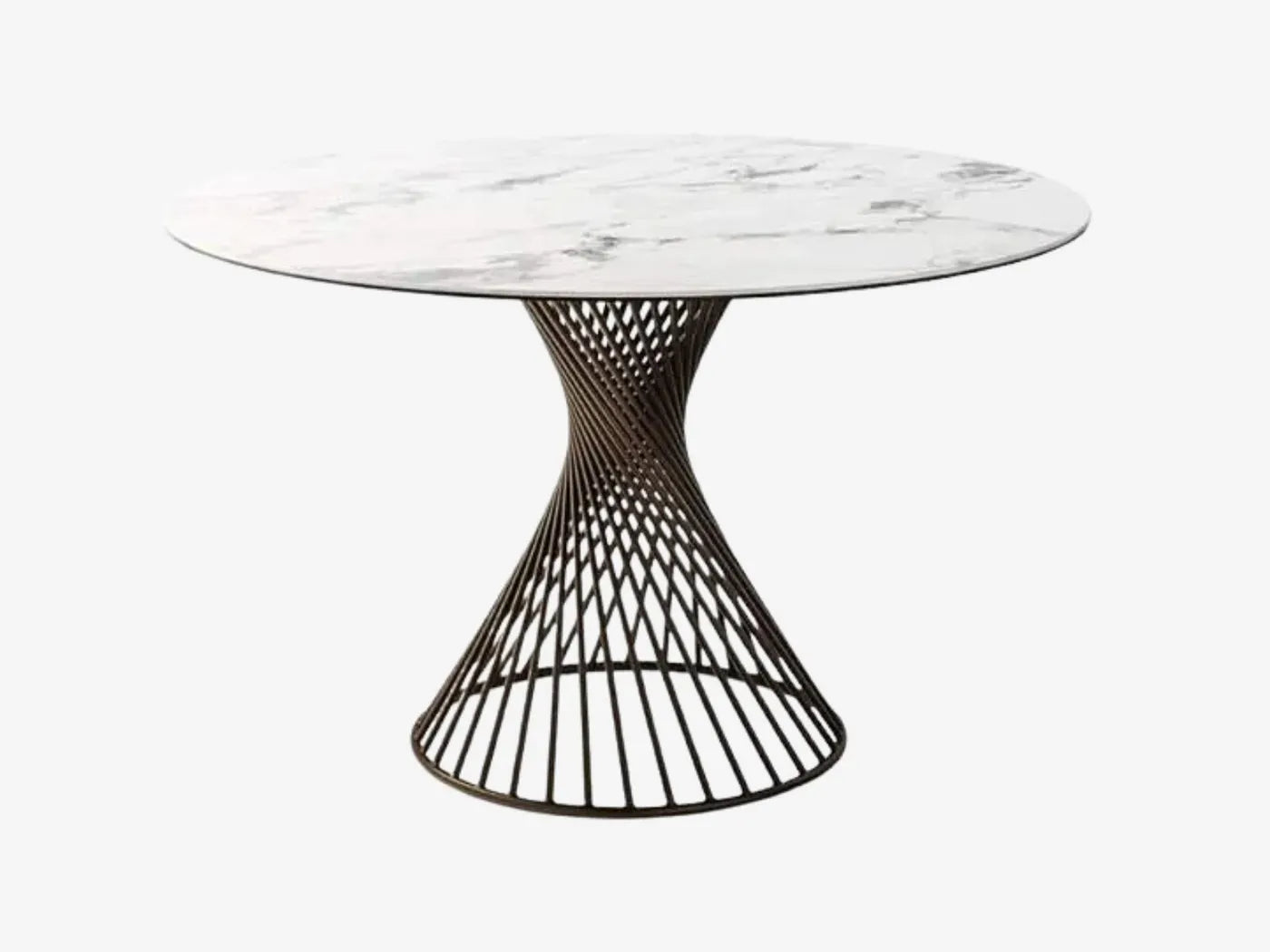 Calligaris VORTEX Bord Ø120 cm – rundt spise-/mødebord i hærdet glas eller glass-keramik med spiralformet metalfod