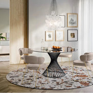 Calligaris VORTEX Bord Ø120 cm – rundt spise-/mødebord i hærdet glas eller glass-keramik med spiralformet metalfod