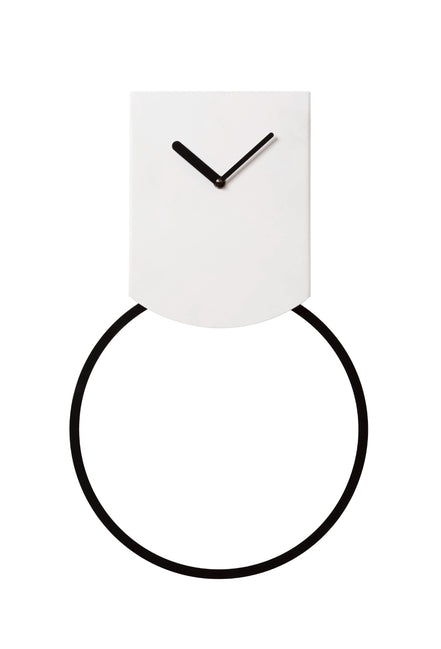 COVO Tovi Pendul Vægur – minimalistisk vægur med pendul (L 30 × B 3,8 × H 53,5 cm), stål i flere farver: hvid, sort, guld-gul, turkis