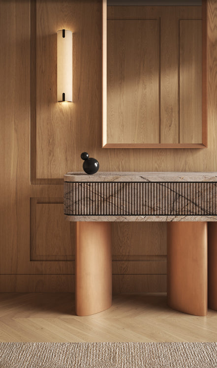 Marmor konsolbord, kobber ben - Ilab Design