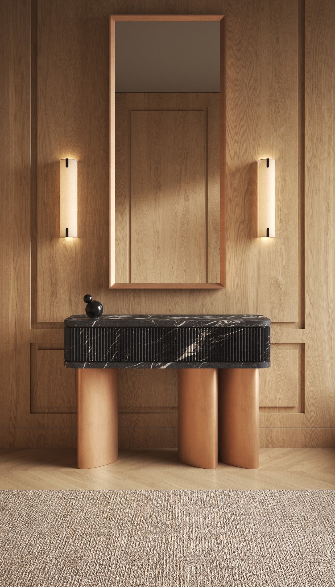 Marmor konsolbord, kobber ben - Ilab Design