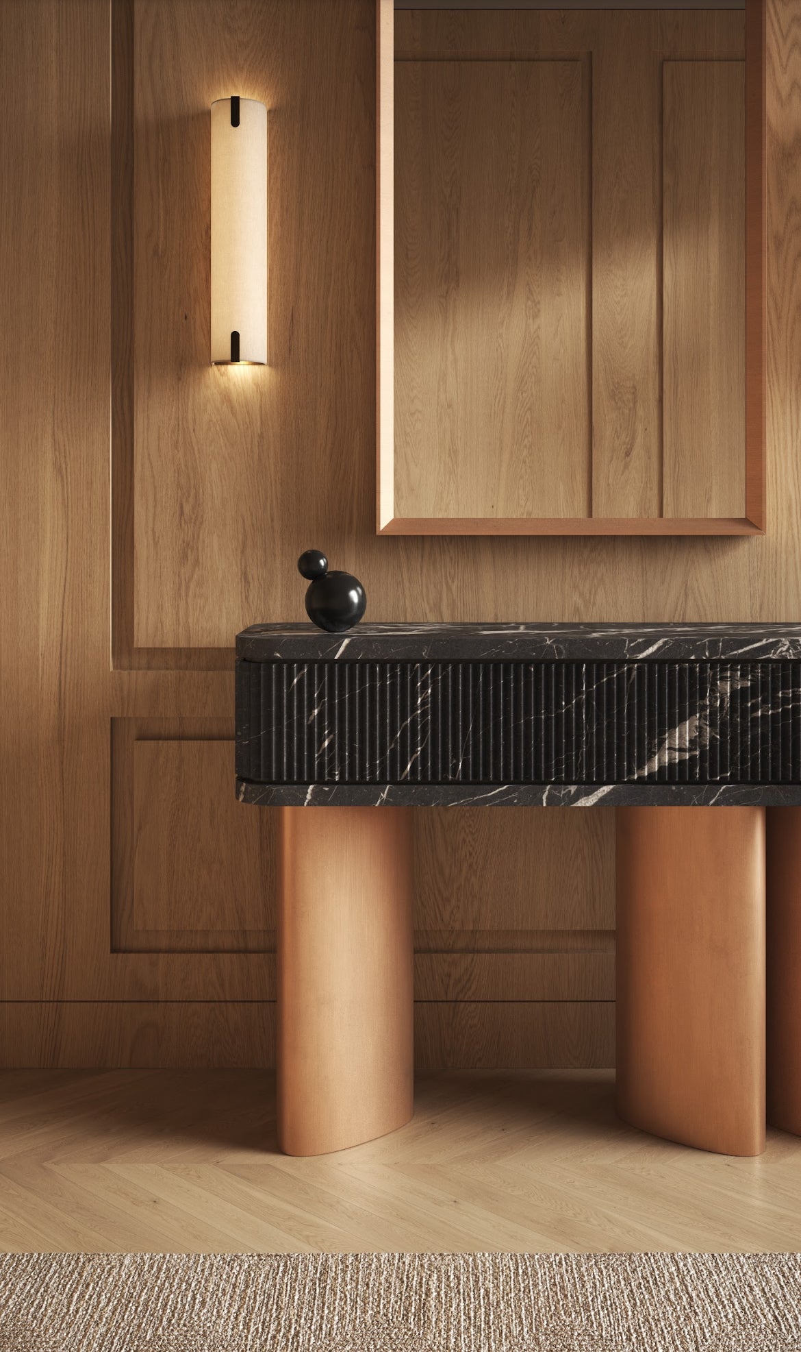 Marmor konsolbord, kobber ben - Ilab Design