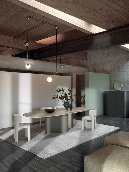 Ditre Italia Doon Spisebord – Skulpturelt Design i Marmor og Metal