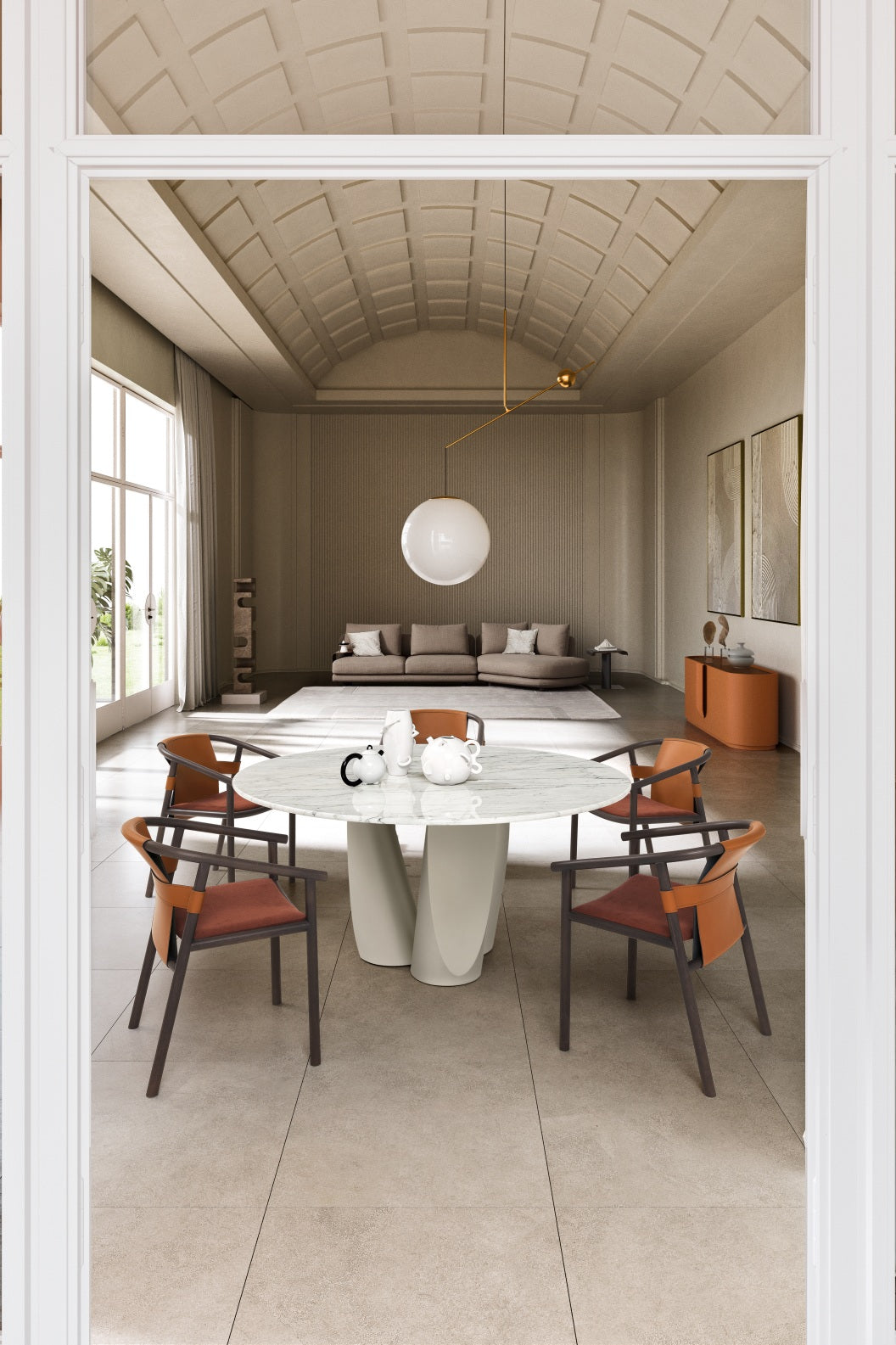 Ditre Italia Sentei Spisebord – Skulpturel Base med Marmor eller Glas